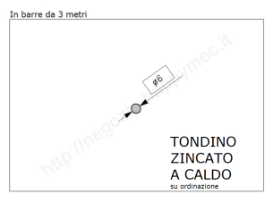 Tondo pieno diam.6mm. zincato in barre da 3 metri in ferro