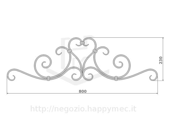 Cimasa per cancelli pedonali in piatto liscio 20x8mm