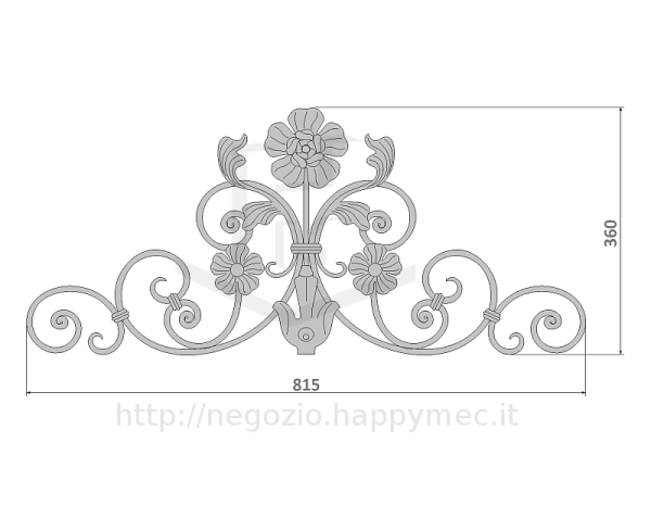 Cimasa per cancelli pedonali in piatto, foglie e fiori