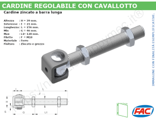 Cardine zinc. con cavallotto e barra lunga M18 - accessori per