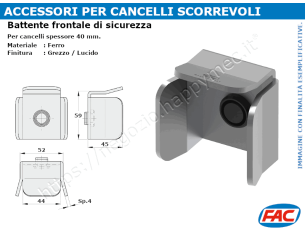 Battente di sicurezza per tubo scatolato 40 mm