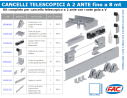 Kit cancello telescopico 2 ante fino a 8 mt con ruote gola a V