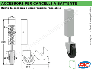 Ruota telescopica piccola a compressione regolabile