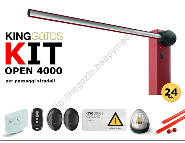 Kit barriera stradale Open4000 24V per aste fino a 4 metri