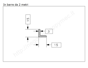 Angolare grezzo 15x3 in barre da 2 metri in ferro