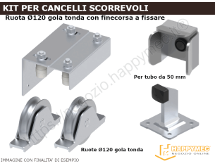 Kit per scorrevoli sp.50 - Ruota d.120 gola tonda 16mm