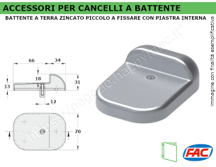 Battente zincato piccolo per cancelli a 2 ante a fissare con