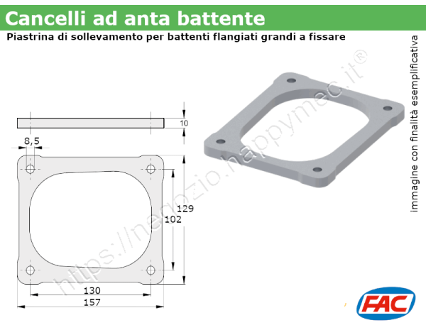 Spessore da 10 mm per battenti flangiati grandi