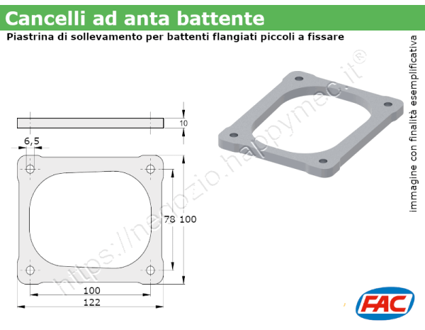 Spessore da 10 mm per battenti flangiati piccoli