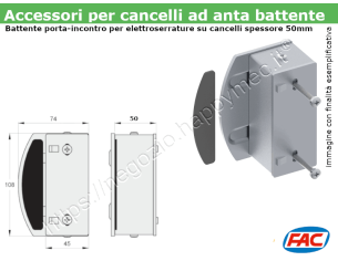 Battente porta-incontro zincato per elettroserrature su