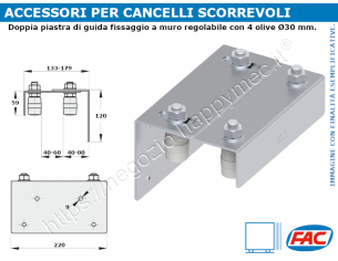 Guida regolabile a muro 4 olive d.30x40 zincata