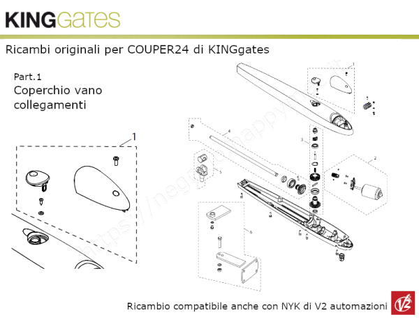 Ricambi KINGgates - Coperchio vano collegamenti per COUPER24