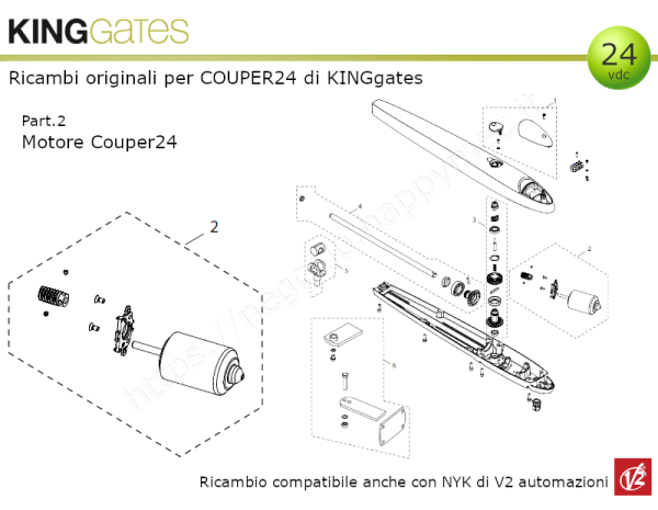 Ricambi KINGgates - Motore sostitutivo per COUPER24