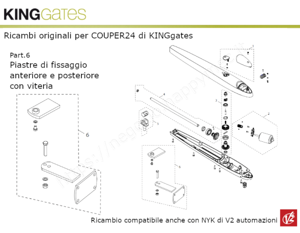 Ricambi KINGgates - Staffe di fissaggio per 1 motore COUPER24