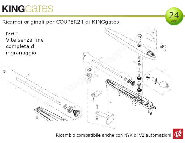 Ricambi KINGgates - Vite senza fine con ingranaggio per COUPER24
