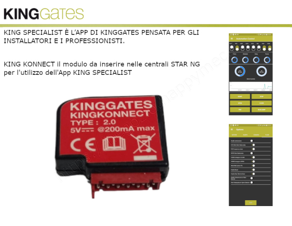 KING-gates (V2 S.p.A), Modulo wi-fi per programmare via