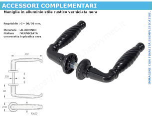  Maniglia rustica in alluminio colore nero regolabile da 20-50