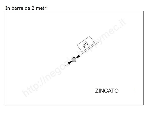 Profili metallici, Tondo pieno diam.5mm. zincato in barre da 2