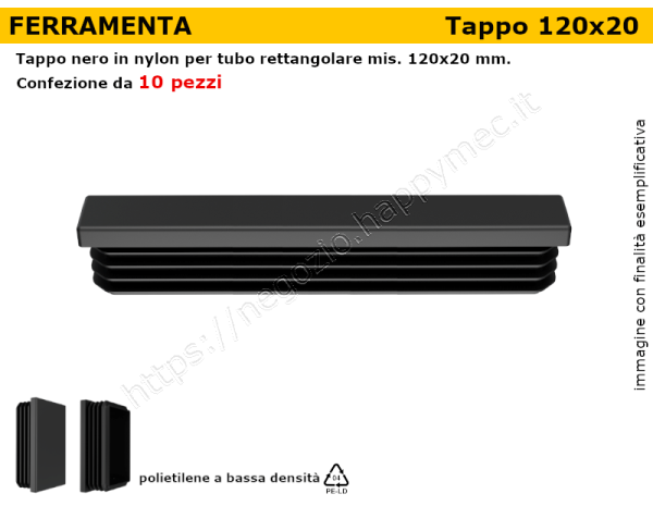  Confezione tappi rettangolari 120x20 mm (conf.da 10pz)