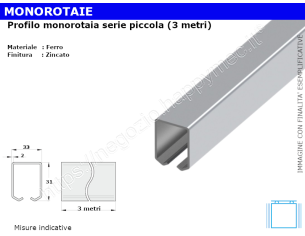 Profili metallici, Profilo per monorotaia MR-C zincato in barre