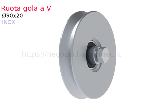 FAC S.r.l., Ruota inox diametro 90x20 gola "V" con cuscinetto