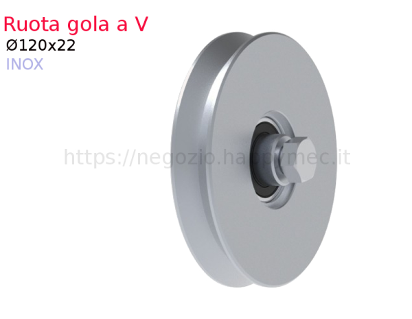 FAC S.r.l., Ruota inox diametro 120x22 gola "V" con cuscinetto