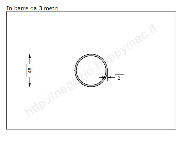 Profili metallici, Tubo tondo diam.48x2mm.(1"1/2) grezzo in