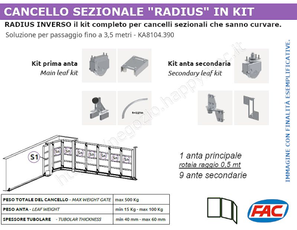 FAC S.r.l., Kit "Radius Inverso 390.05" passaggio 3 metri