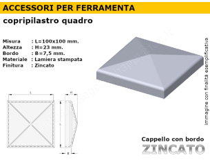 Cappello quadro zincato 100x100 bordato VL2101.100