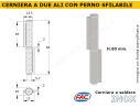 Cerniera inox a 2 ali L.60 con perno sfilabile