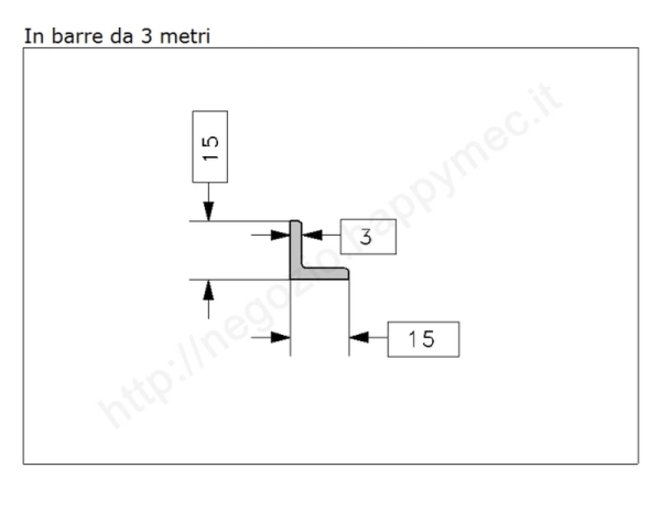 Angolare grezzo 15x3 in barre da 3 metri