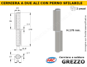 Conf. di 2 cerniere in ferro a 2 ali L.170 con perno sfilabile