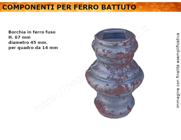 Borchia in ferro H.67 mm diametro 45...