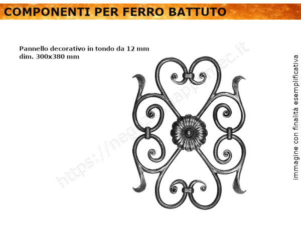 Pannello decorativo double-face h.380 mm L.300mm in tondo da 12