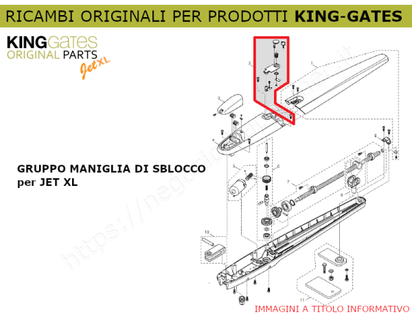 Parte 2 - Ricambio KINGgates - Maniglia di sblocco per JET XL 