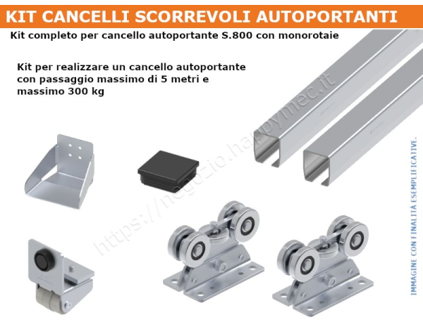 Kit autoportante serie 800 per apertura fino a 5 mt con