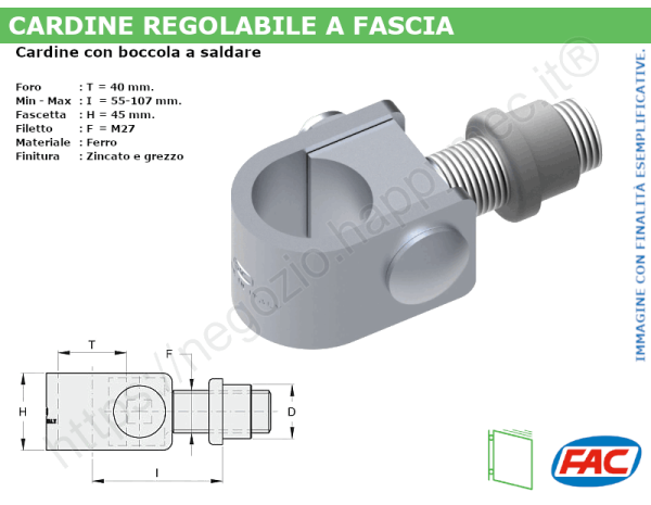 Cardine a fascia zincato con boccola...