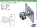 Cardine zinc. M20 con cavallotto e piastra imbutita a 4 fori