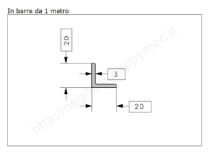 Angolare grezzo 20x3 in barre da 1 metro in ferro
