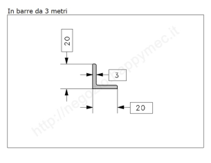 Angolare grezzo 20x3 in barre da 3 metri in ferro