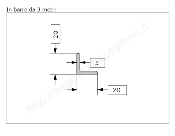 Angolare grezzo 20x3 in barre da 3 metri in ferro