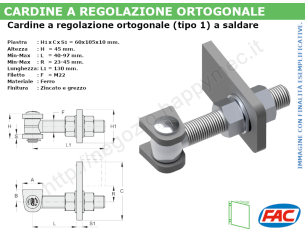 Cardine zincato M22 a regolazione ortogonale - accessori fac