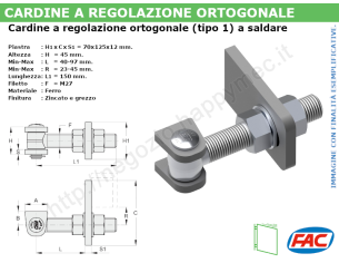 Cardine zincato M27 a regolazione ortogonale - accessori fac