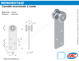 Carrello scorrevole zinc.2 ruote d.24 (tipo) per MR-C - accessori