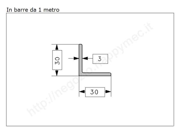 Angolare grezzo 30x3 in barre da 1 metro in ferro