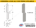 Cerniera in ferro a 2 ali L.100 con perno sfilabile