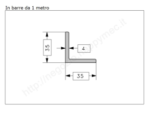 Angolare grezzo 35x4 in barre da 1 metro in ferro