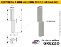 Cerniera in ferro a 2 ali L.80 con perno sfilabile