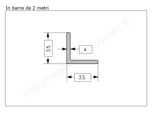Angolare grezzo 35x4 in barre da 2 metri in ferro