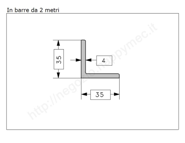 Angolare grezzo 35x4 in barre da 2 metri in ferro